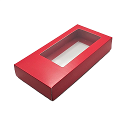 Коробка под дубайский шоколад с окном 15,5 см*7,5 см*2,5 см (красная матовая)